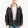 Vintage 90's Men Sheepskin Jacket In Black