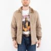 Vintage 90's Men Sheepskin Jacket In Beige