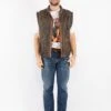 Vintage 90's Men Sheepskin Shearling Vest In Brown