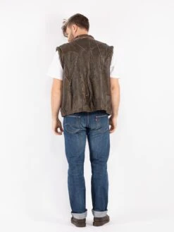 Vintage 90's Men Sheepskin Shearling Vest In Brown -Northern Grip Vintage 90s Men Sheepskin Vest 0170