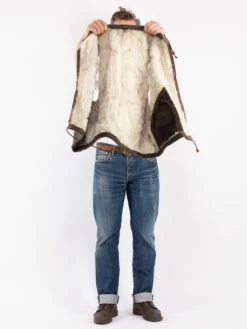 Vintage 90's Men Sheepskin Shearling Vest In Brown -Northern Grip Vintage 90s Men Sheepskin Vest 0171