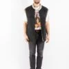 Vintage 90's Men Sheepskin Shearling Vest In Black