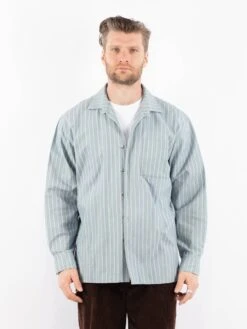 Vintage 90's Men Marimekko Striped Long Sleeve Shirt In Blue