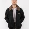Vintage 90's Men Pilot Suede Bomber Jacket In Black