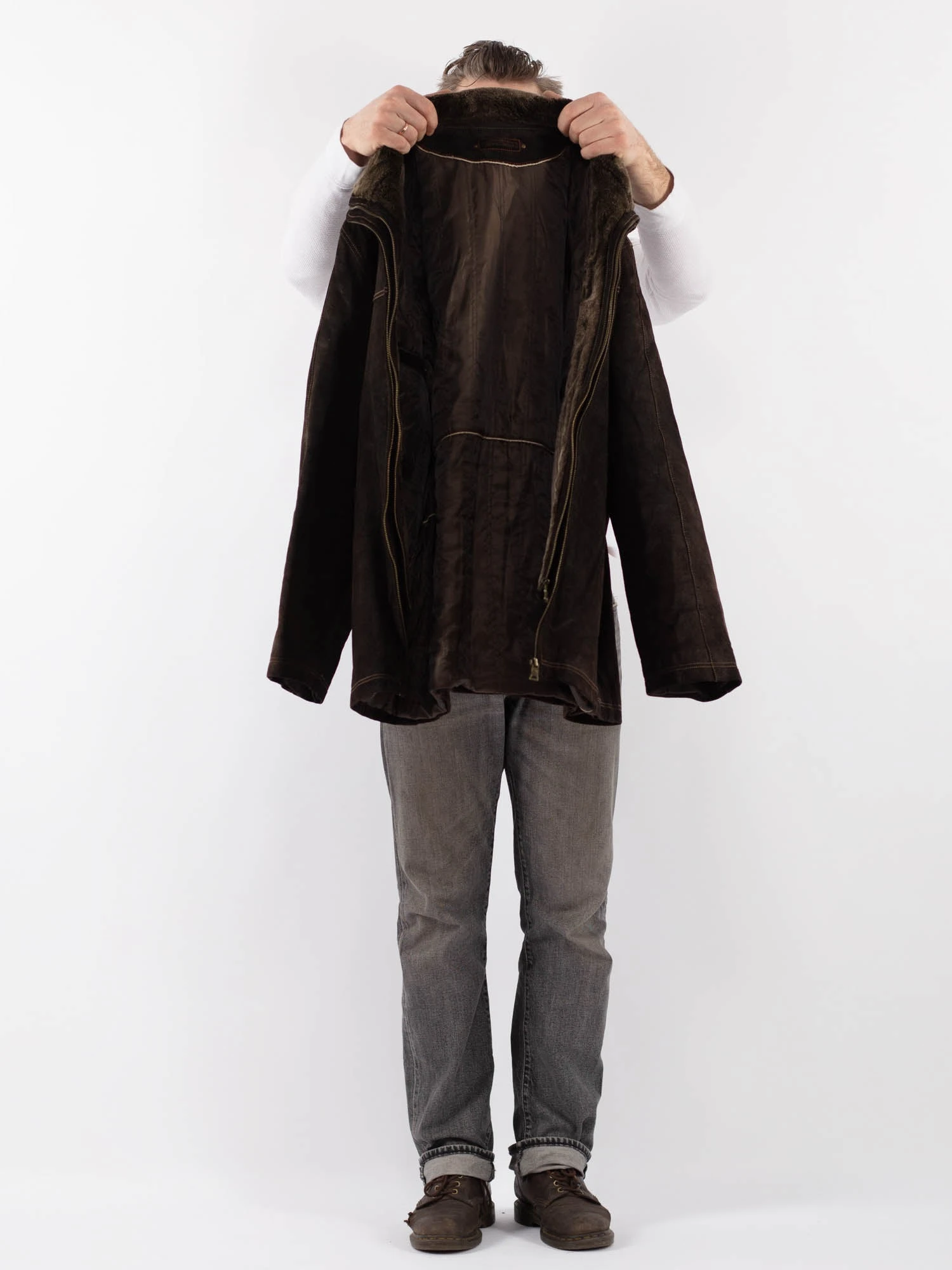 Vintage 90's Men Suede Jacket In Brown 4 Vintage 90's Men Suede Jacket In Brown - Image 4