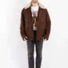 Vintage 90's Men Suede Leather Jacket In Brown