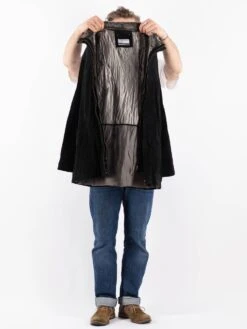 Vintage 90's Men Suede Sherpa Coat In Black -Northern Grip Vintage 90s Men Suede Sherpa Coat 0367