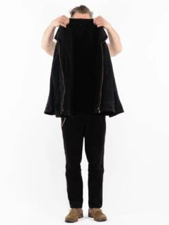 Vintage 90's Men Suede Sherpa Jacket In Black -Northern Grip Vintage 90s Men Suede Sherpa Jacket 0389