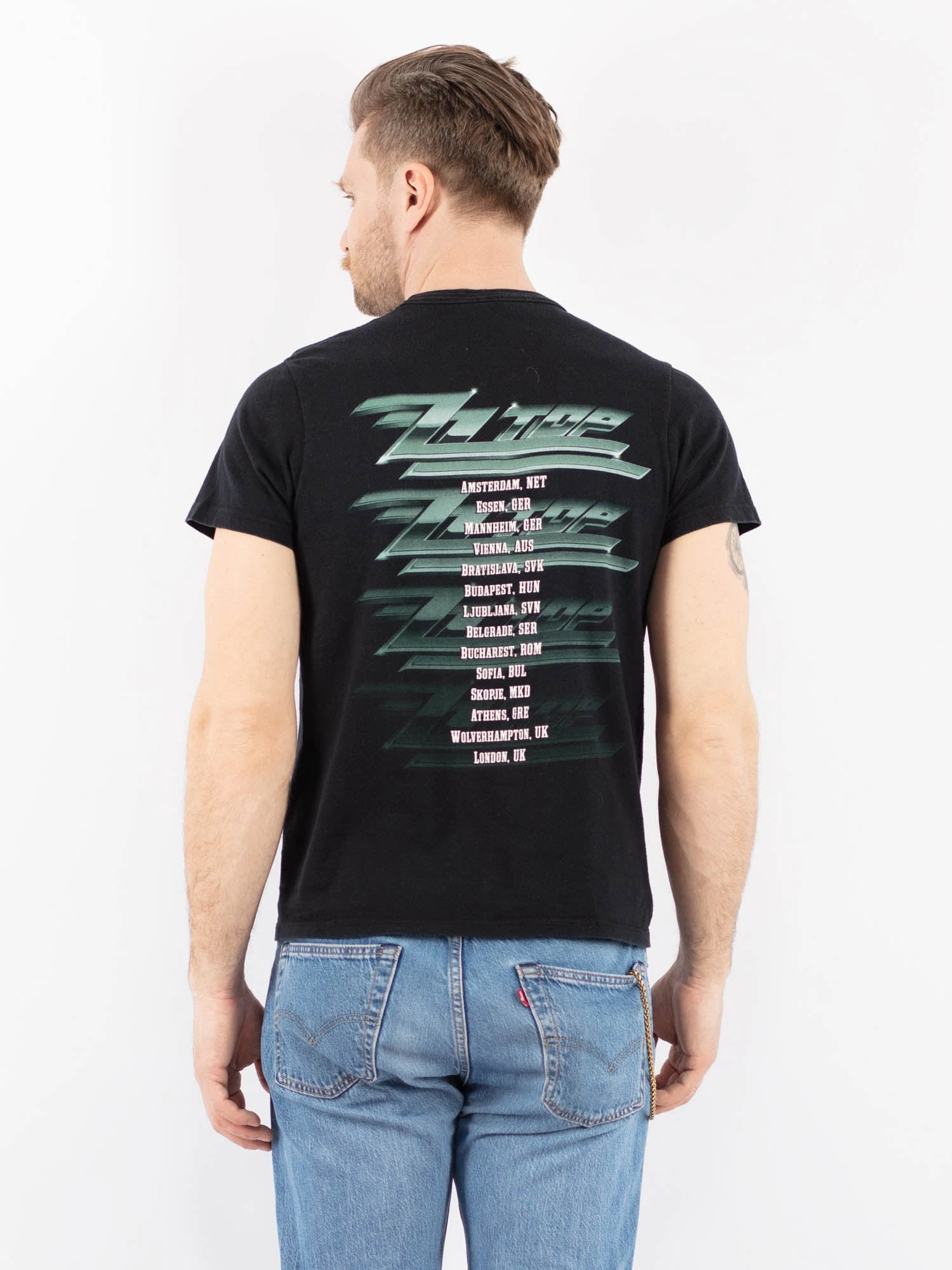 Vintage 90's Men ZZ Top Print T-Shirt In Black 2 Vintage 90's Men ZZ Top Print T-Shirt In Black - Image 2