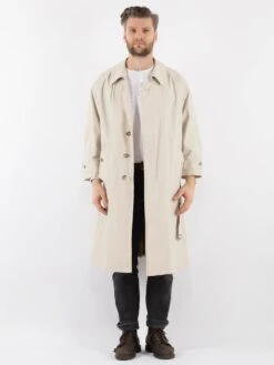 Vintage 90's Men Trench Coat In Beige