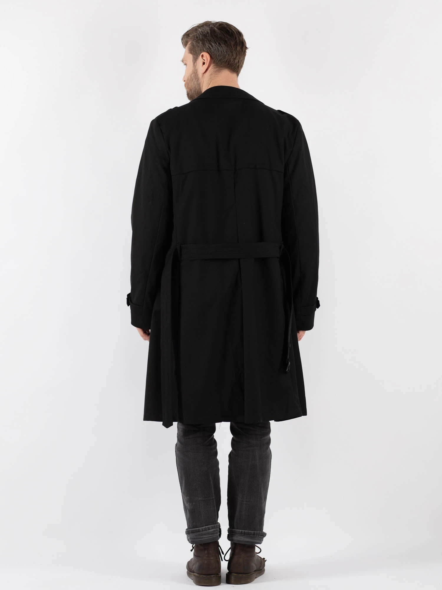 Vintage 90's Men Trench Coat In Black 2 Vintage 90's Men Trench Coat In Black - Image 2