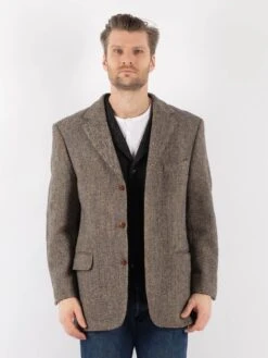 Vintage 90's Men Harris Tweed Jacket In Beige