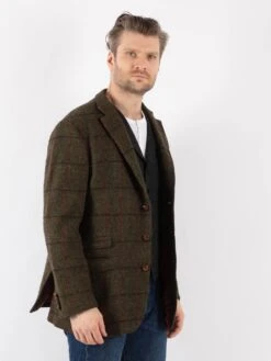 Vintage 90's Men Harris Tweed Jacket In Green -Northern Grip Vintage 90s Men Tweed Jacket 0385