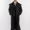 Vintage 90's Men Backhouse Waxed Canvas Maxi Coat In Gray