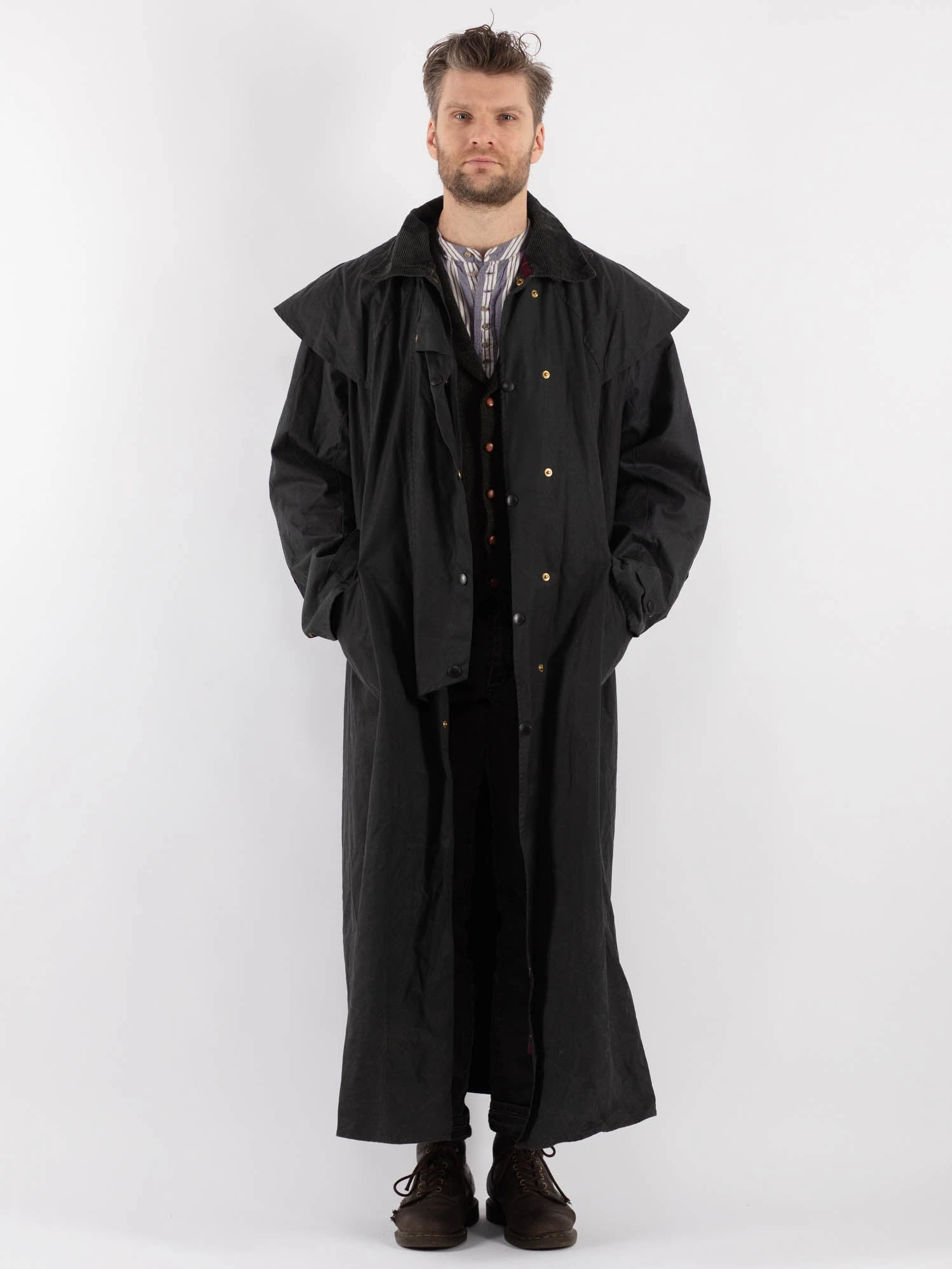 Vintage 90's Men Backhouse Waxed Canvas Maxi Coat In Gray 1 Vintage 90's Men Backhouse Waxed Canvas Maxi Coat In Gray