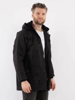 Vintage 90's Men Waxed Canvas Jacket In Black -Northern Grip Vintage 90s Men Waxed Cotton Jacket 0024