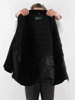 Vintage 90's Men Waxed Canvas Jacket In Black -Northern Grip Vintage 90s Men Waxed Cotton Jacket 0026