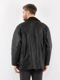 Vintage 90's Men Waxed Canvas Style Jacket In Black -Northern Grip Vintage 90s Men Waxed Cotton Jacket 0077