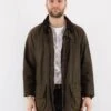 Vintage 90's Men Barbour Waxed Canvas Jacket In Green