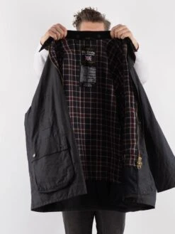 Vintage 90's Men Mc Orvis Waxed Canvas Jacket In Blue -Northern Grip Vintage 90s Men Waxed Cotton Jacket 0198