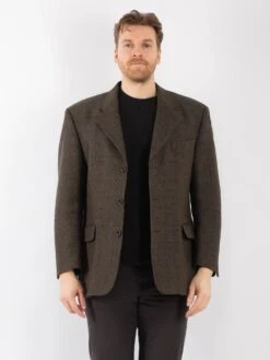 Vintage 90's Men Hugo Boss Wool Blazer Jacket In Green