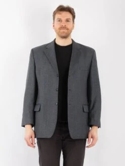 Vintage 90's Men Wool Blazer Jacket In Blue