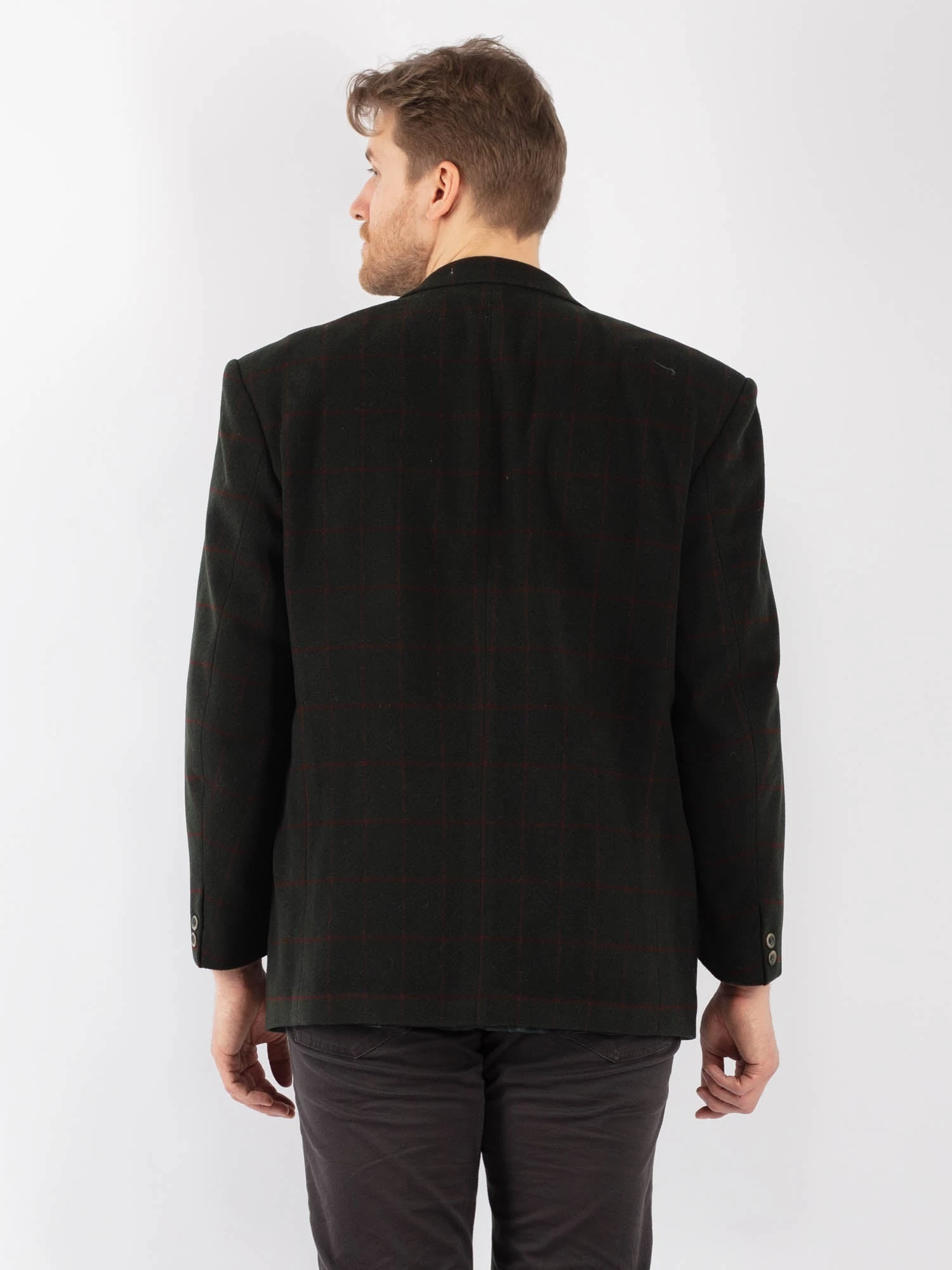 Vintage 90's Men Cashmere Wool Blend Blazer Jacket In Green 2 Vintage 90's Men Cashmere Wool Blend Blazer Jacket In Green - Image 2