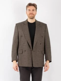 Vintage 90's Men Wool Blazer Jacket In Beige