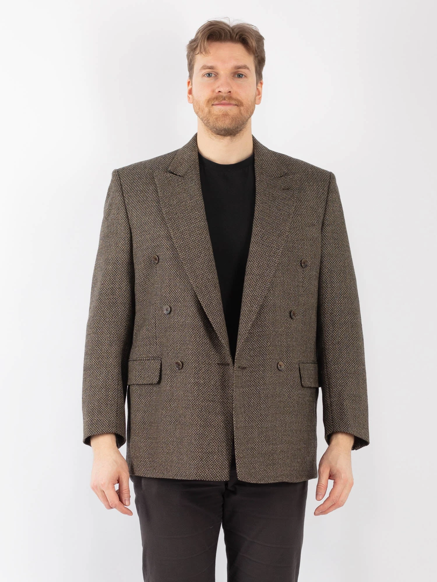 Vintage 90's Men Wool Blazer Jacket In Beige 1 Vintage 90's Men Wool Blazer Jacket In Beige