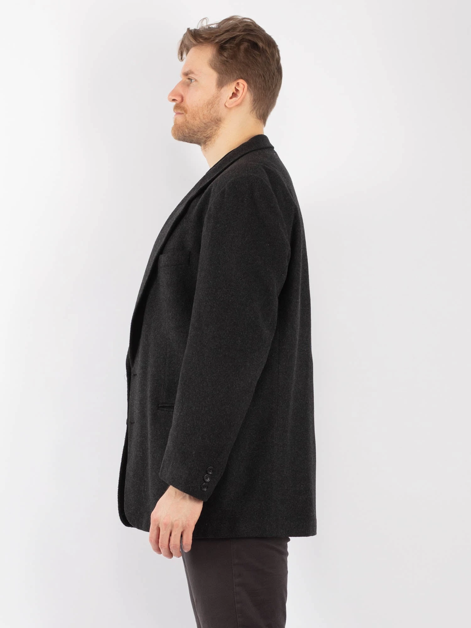 Vintage 90's Men Wool Blazer Jacket In Gray 3 Vintage 90's Men Wool Blazer Jacket In Gray - Image 3