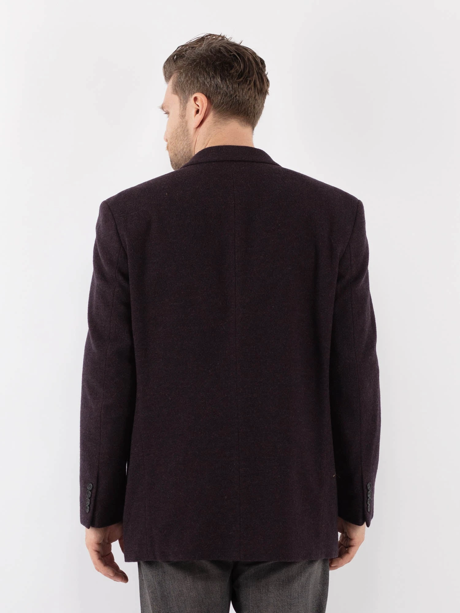 Vintage 90's Men Wool Blazer Jacket In Purple 2 Vintage 90's Men Wool Blazer Jacket In Purple - Image 2