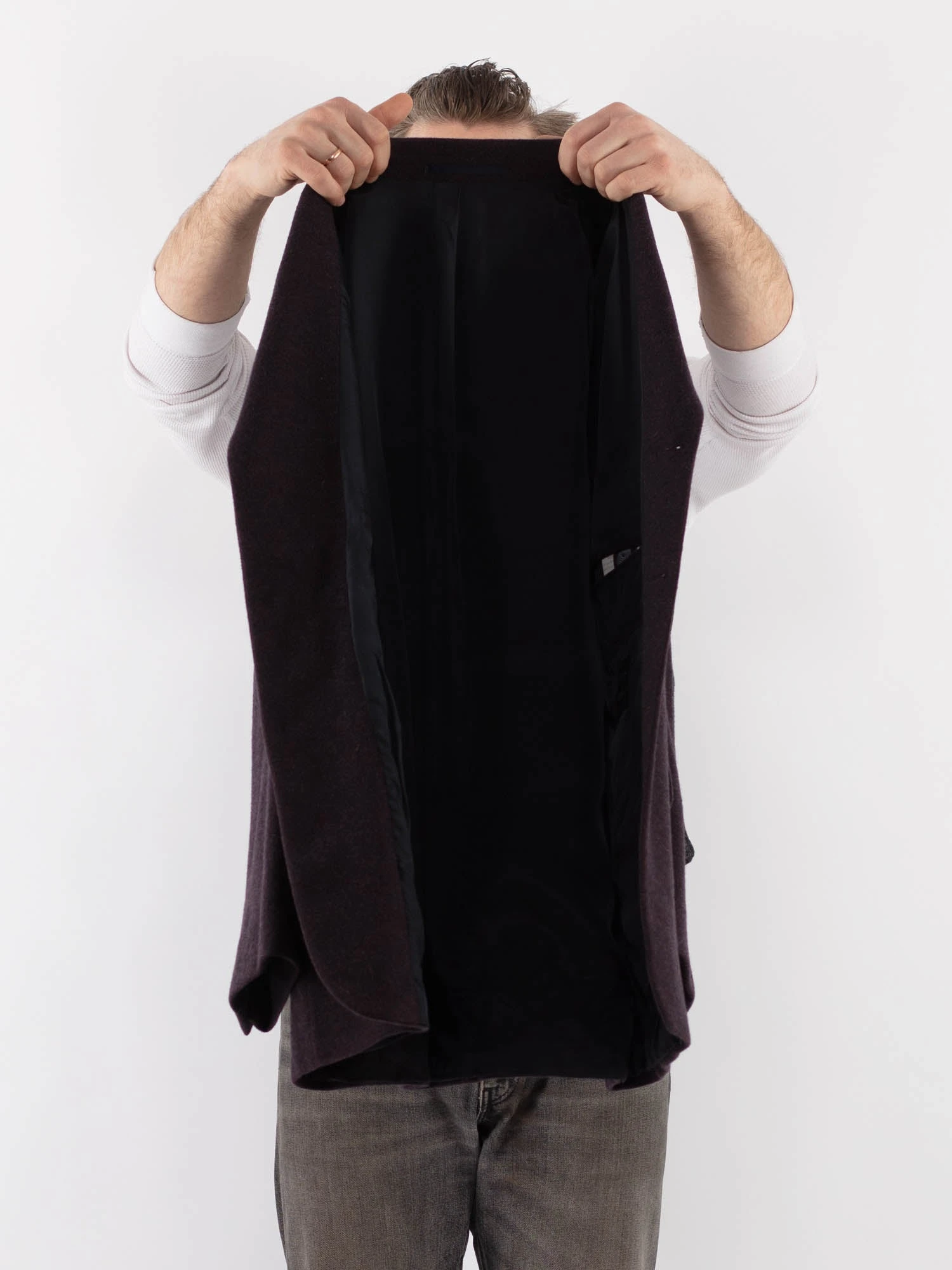 Vintage 90's Men Wool Blazer Jacket In Purple 4 Vintage 90's Men Wool Blazer Jacket In Purple - Image 4