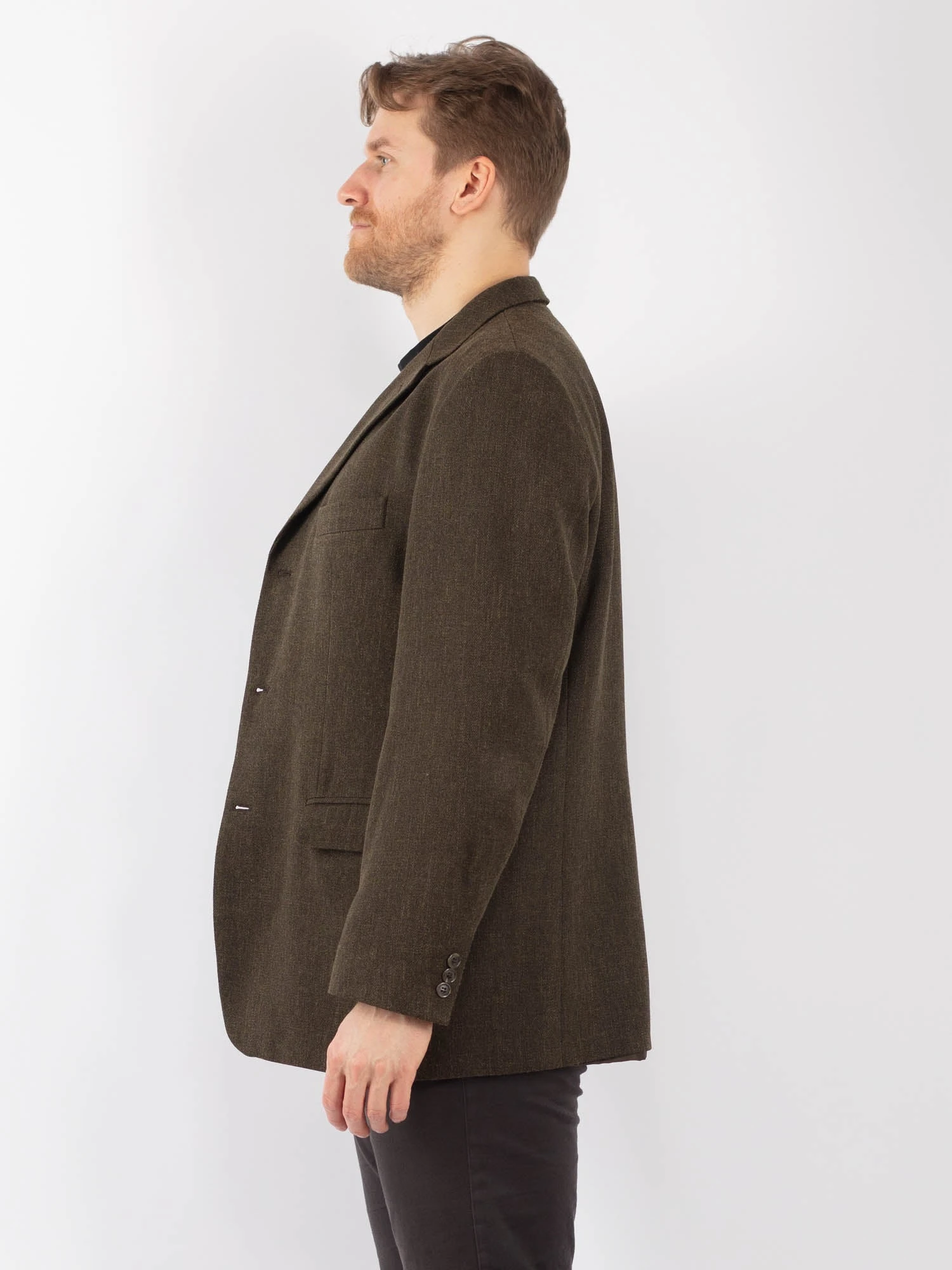 Vintage 90's Men Wool Blazer Jacket In Brown 3 Vintage 90's Men Wool Blazer Jacket In Brown - Image 3