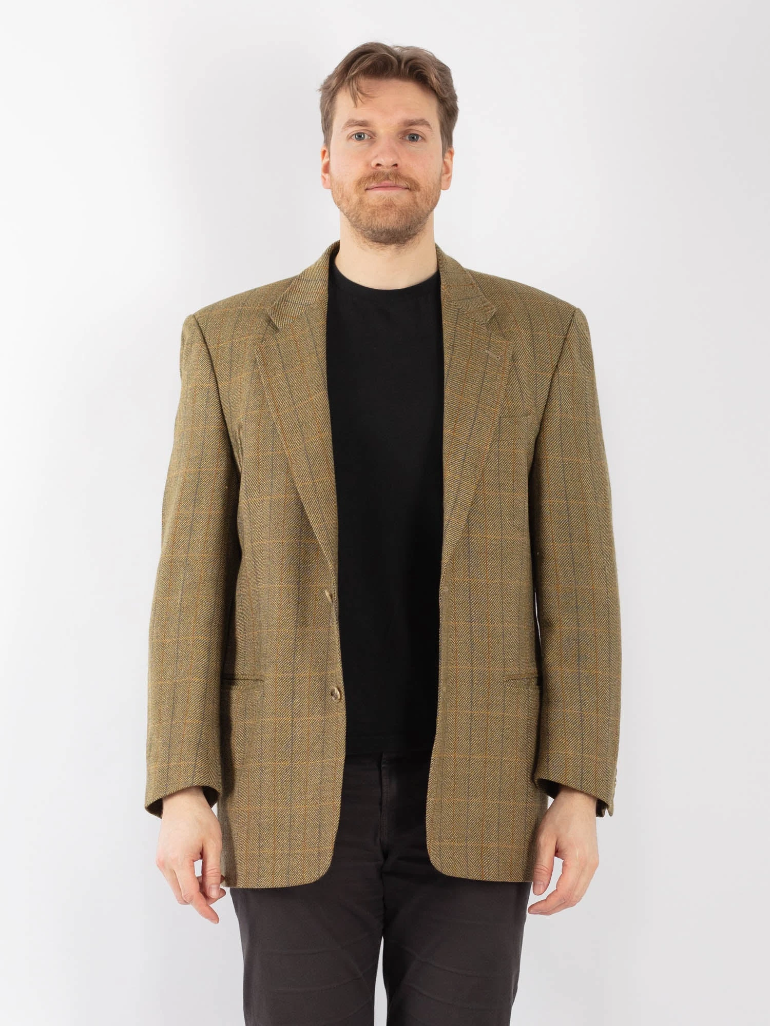 Vintage 90's Men Wool Blazer Jacket In Olive Green 1 Vintage 90's Men Wool Blazer Jacket In Olive Green