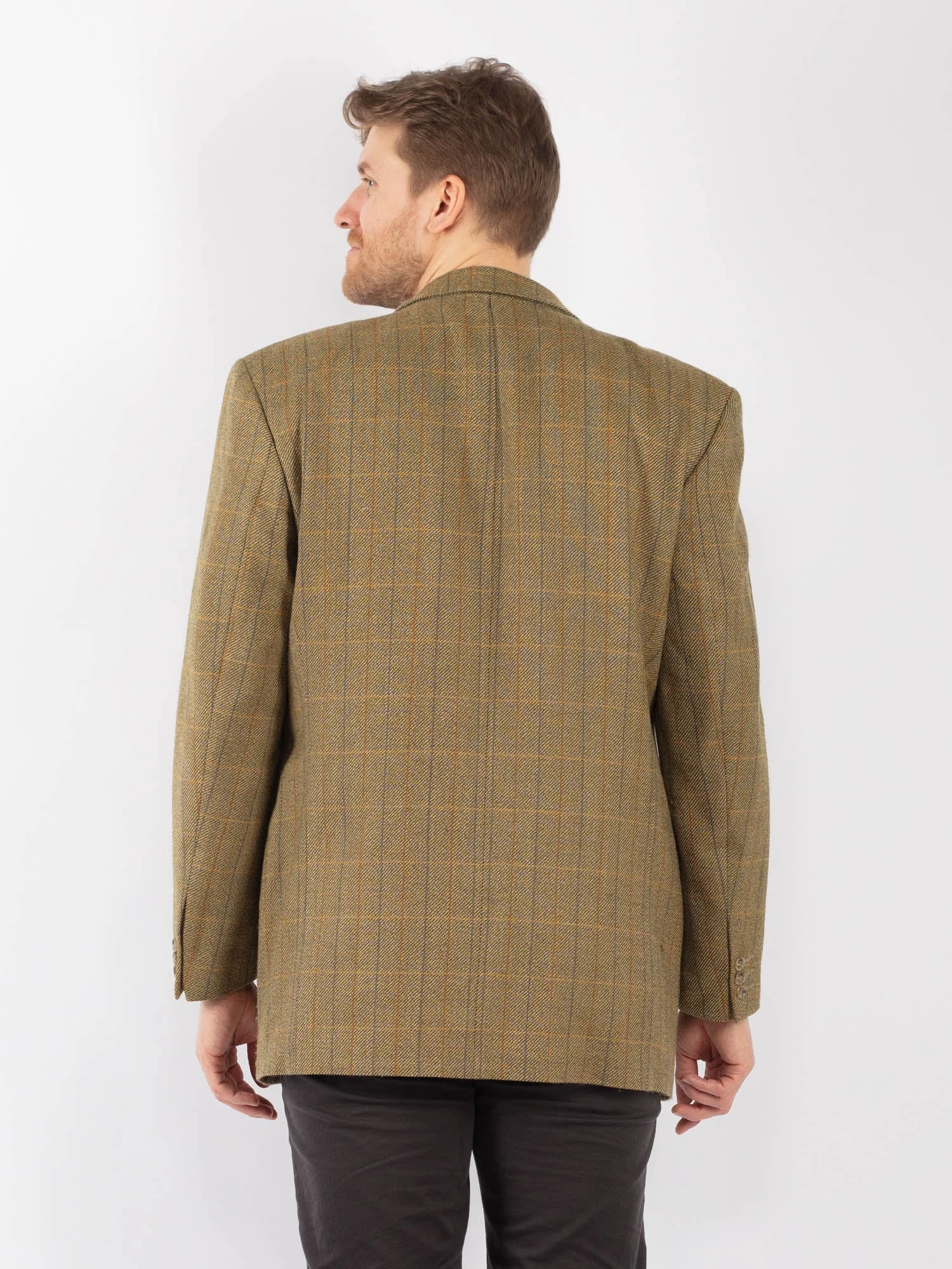 Vintage 90's Men Wool Blazer Jacket In Olive Green 2 Vintage 90's Men Wool Blazer Jacket In Olive Green - Image 2