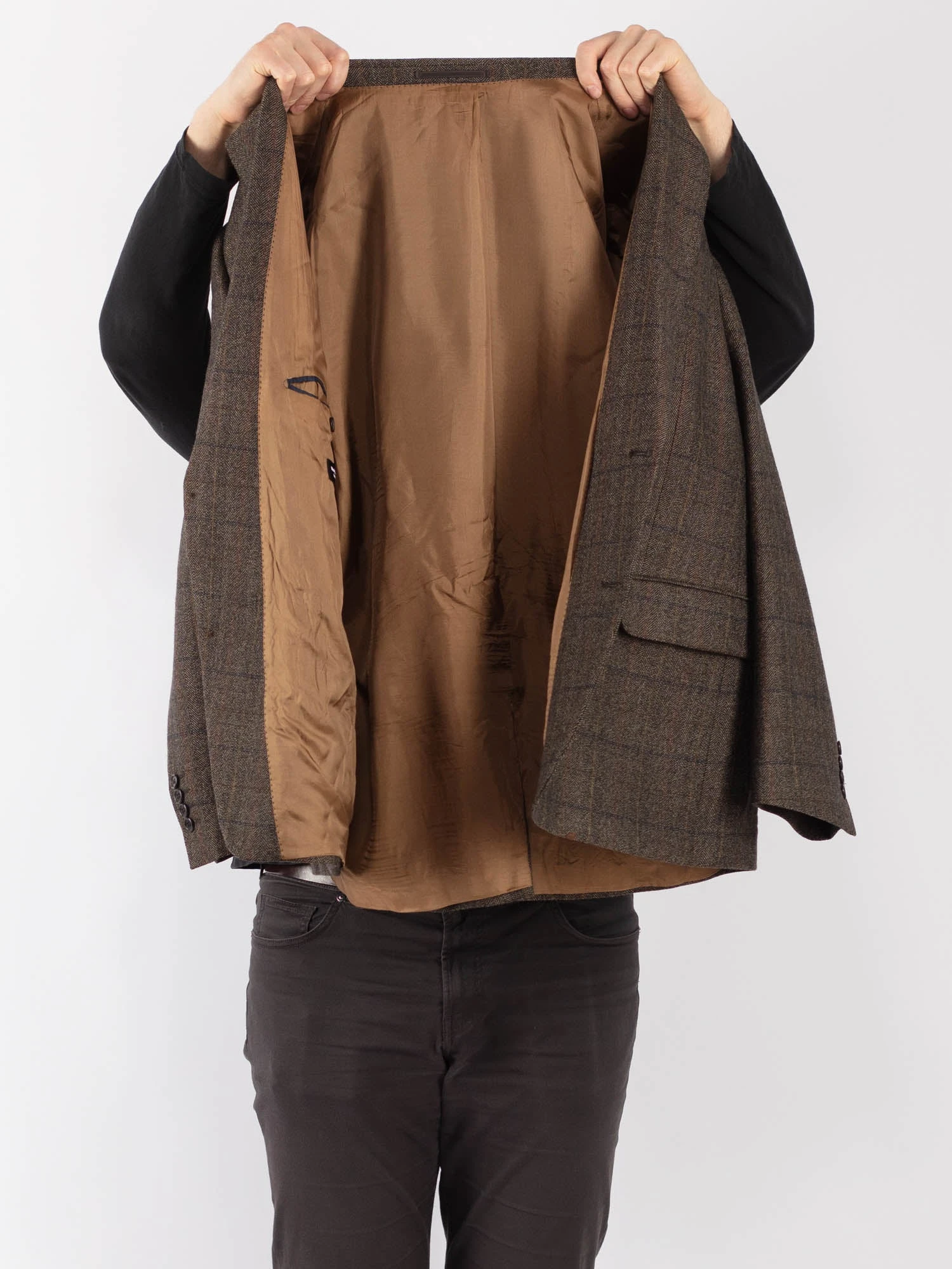 Vintage 90's Men Cashmere Wool Blend Blazer Jacket In Brown 4 Vintage 90's Men Cashmere Wool Blend Blazer Jacket In Brown - Image 4