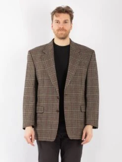 Vintage 90's Men Wool Blazer Jacket In Multi
