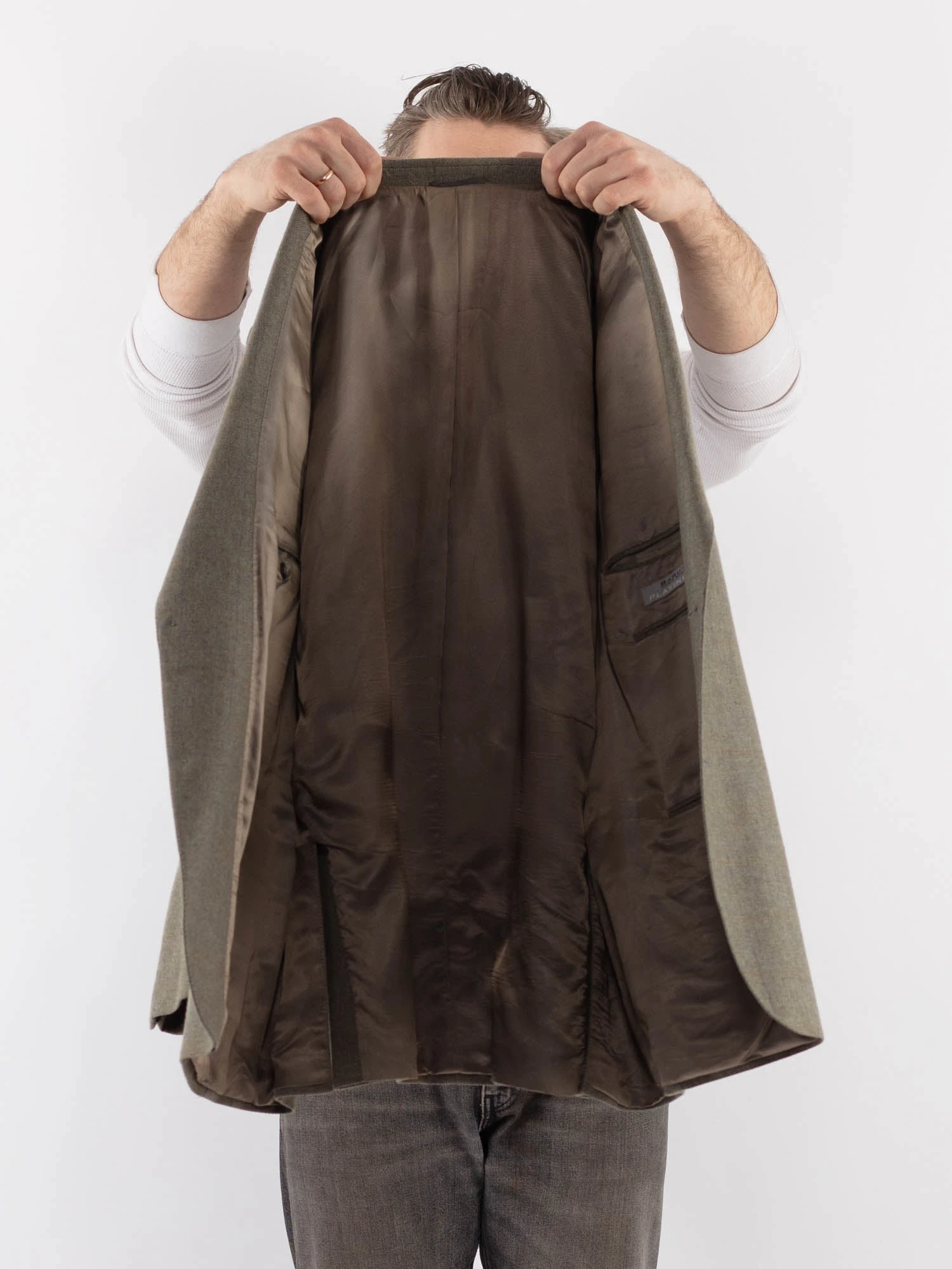 Vintage 90's Men Cashmere Blazer Jacket In Beige 4 Vintage 90's Men Cashmere Blazer Jacket In Beige - Image 4