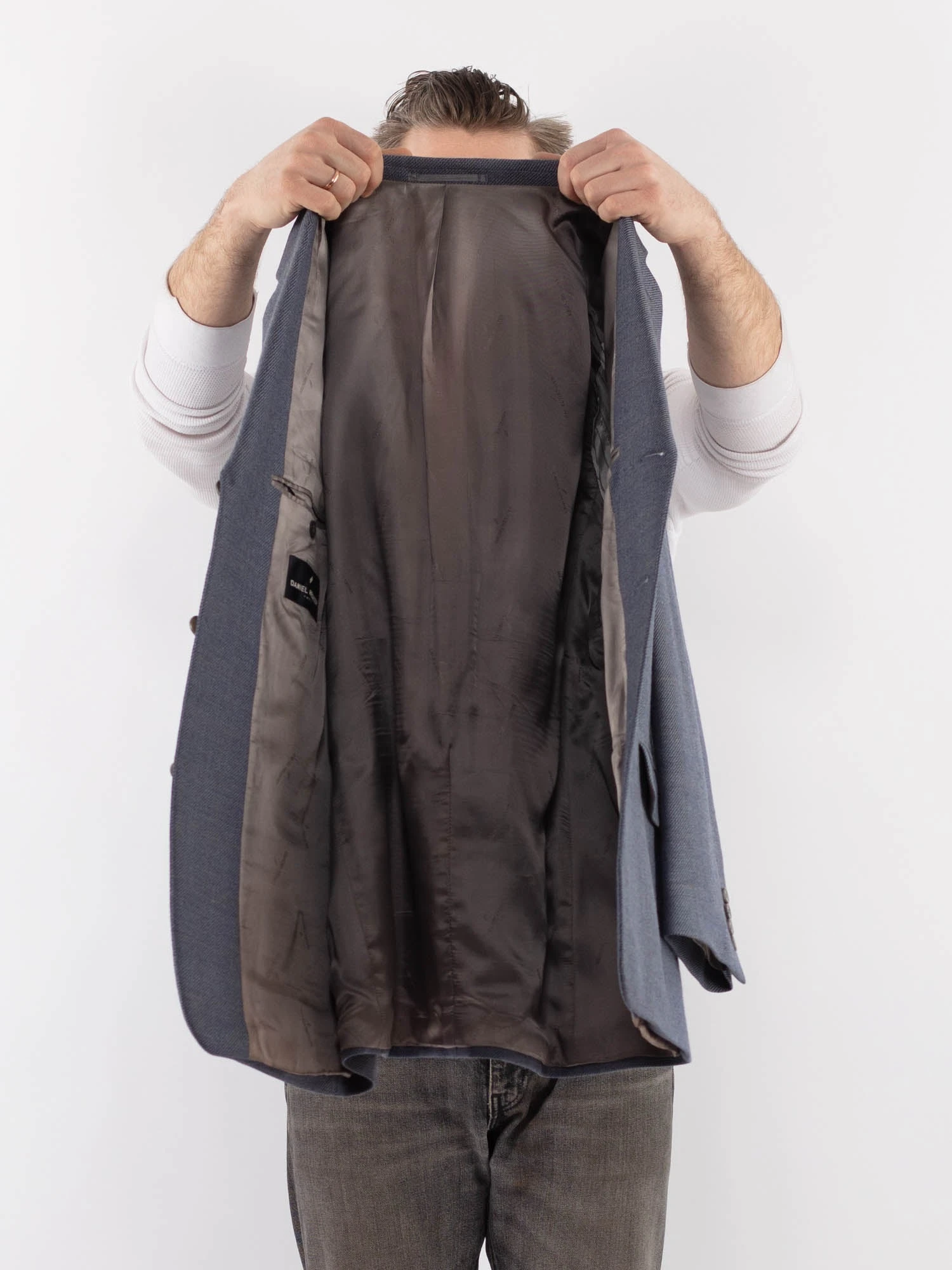 Vintage 90's Men Wool Blazer Vest In Blue 4 Vintage 90's Men Wool Blazer Vest In Blue - Image 4