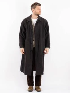 Vintage 90's Men Wool Coat In Gray