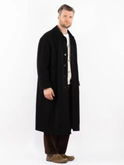 Vintage 90's Men Wool Blend Coat In Black -Northern Grip Vintage 90s Men Wool Coat 0068