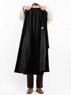 Vintage 90's Men Wool Blend Coat In Black -Northern Grip Vintage 90s Men Wool Coat 0070