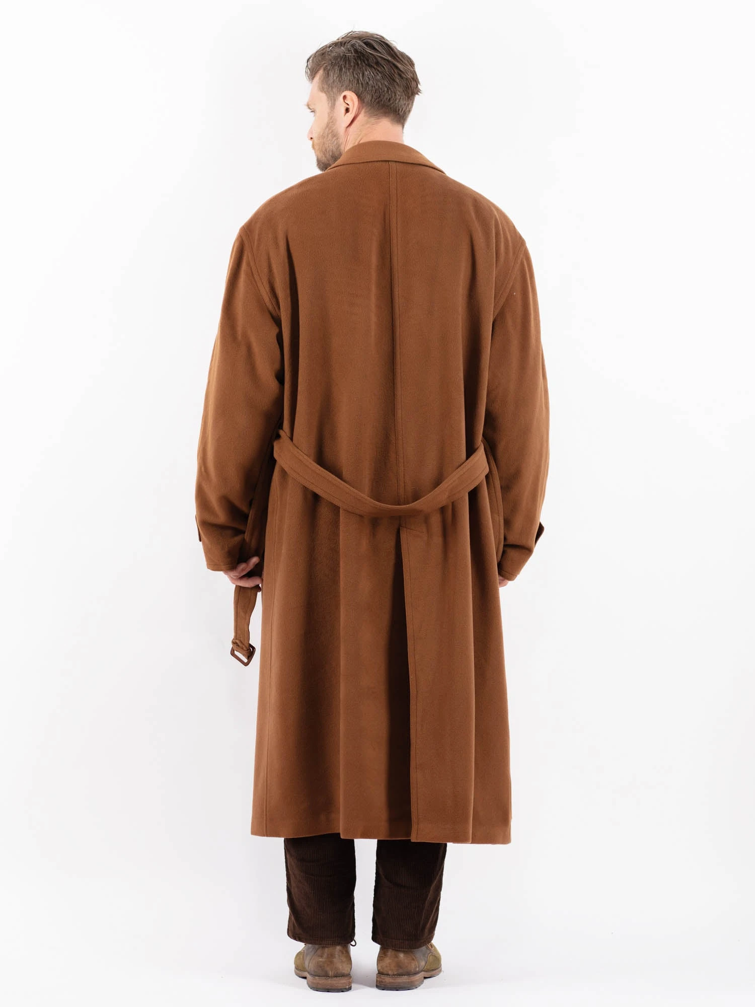 Vintage 90's Men Cashmere Wool Blend Coat In Brown 2 Vintage 90's Men Cashmere Wool Blend Coat In Brown - Image 2