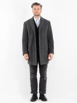 Vintage 90's Men Cashmere Wool Blend Coat In Gray