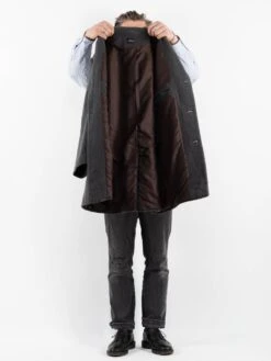 Vintage 90's Men Cashmere Wool Blend Coat In Gray -Northern Grip Vintage 90s Men Wool Coat 0184