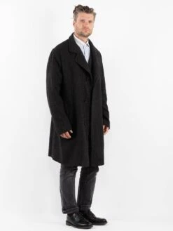 Vintage 90's Men Oversized Wool Blend Coat In Gray -Northern Grip Vintage 90s Men Wool Coat 0194