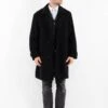 Vintage 90's Men Cashmere Wool Blend Coat In Black
