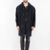 Vintage 90's Men Hooded Wool Duffle Coat In Blue
