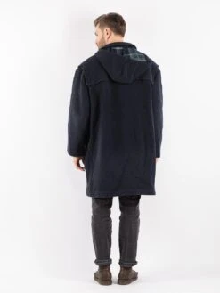 Vintage 90's Men Hooded Wool Duffle Coat In Blue 6 Vintage 90's Men Hooded Wool Duffle Coat In Blue -Northern Grip Vintage 90s Men Wool Coat 0403