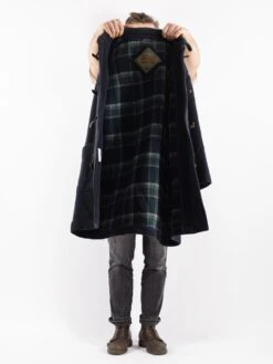 Vintage 90's Men Hooded Wool Duffle Coat In Blue 8 Vintage 90's Men Hooded Wool Duffle Coat In Blue -Northern Grip Vintage 90s Men Wool Coat 0404